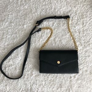 Black and gold crossbody wallet